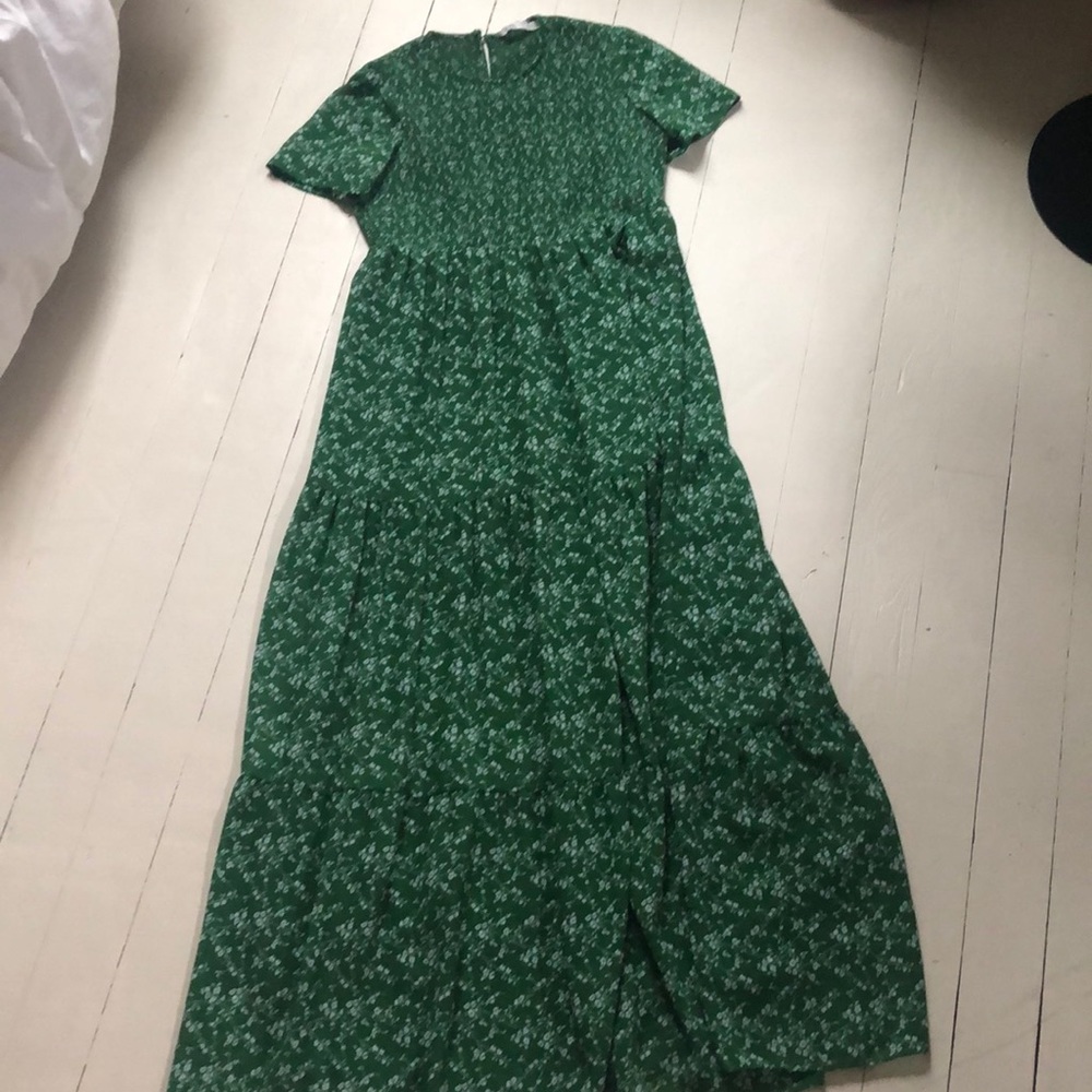 Green floral dress by Zara